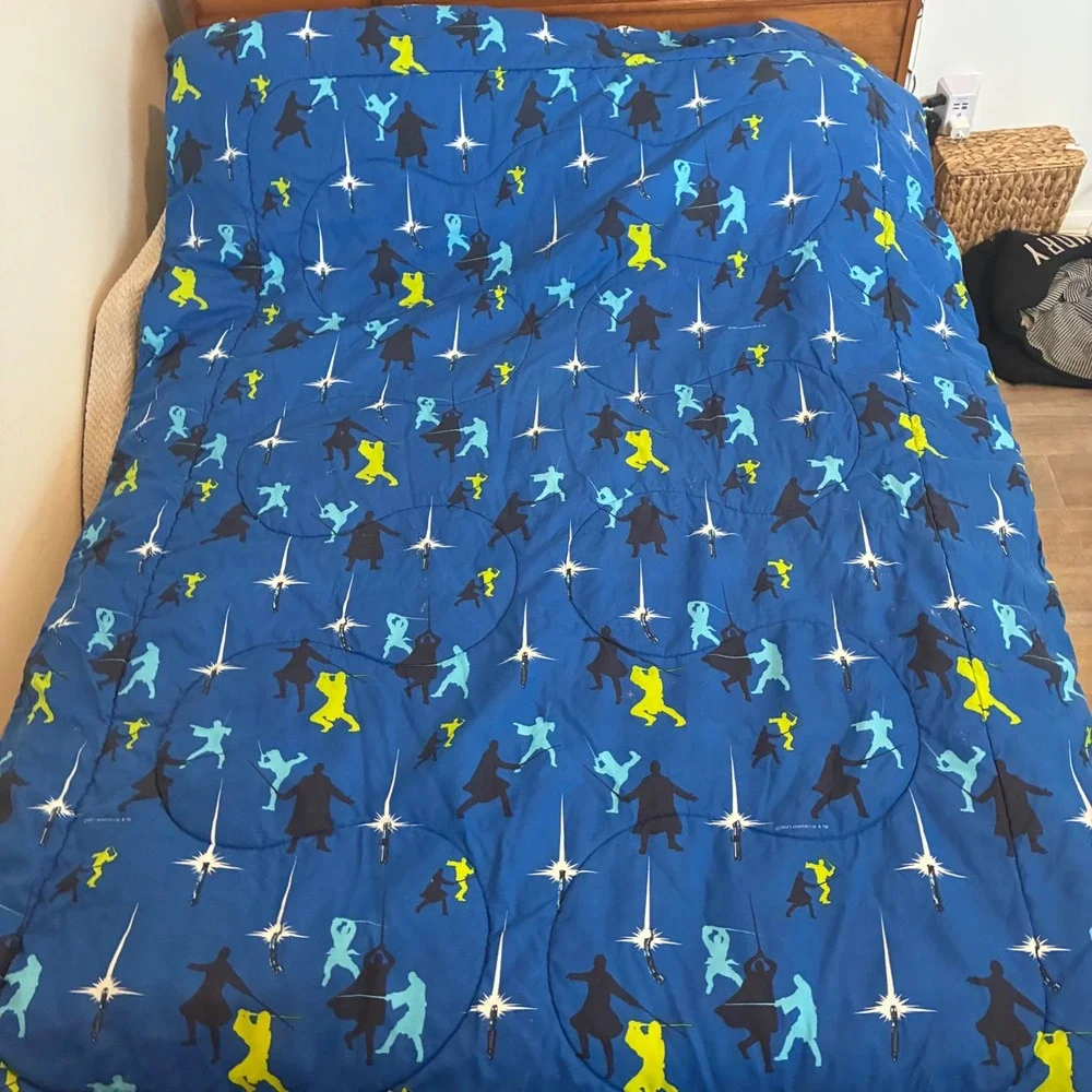 Star Wars Comforter Kids Twin Blue Attack of the Clones 2002 Vintage Dan River